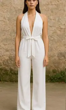 Elegant White Halter Jumpsuit