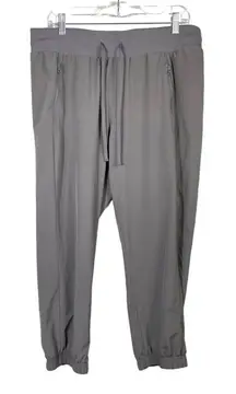 Z By ZELLA Women Jogger Pants L Gray Zipper Pocket Pull‎ On Drawstring Athletic
