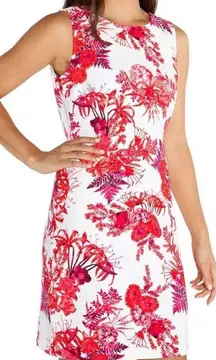 Mario Serrani‎ Italy Pink White Floral Sheath Dress 6 NWT Figure Flattering