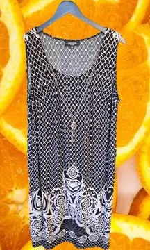 R&M Richards Black and White Dress‎ with Attached Necklace Size 18W