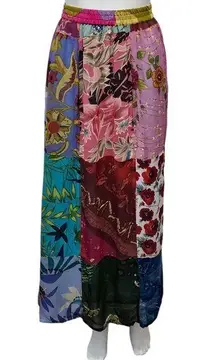 Sacred Threads Multicolored Floral Printed Patchwork Maxi Skirt OSFM