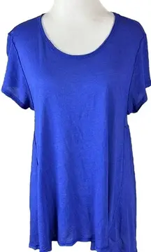 Free People It's Yours Peplum Tee T-Shirt Royal Blue Short Sleeve Modal Cotton S