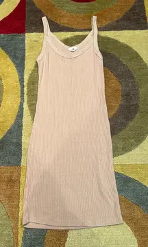 LNA Tan Beige Ribbed Stretchy Sleeveless Tank Dress Women’s Size XS