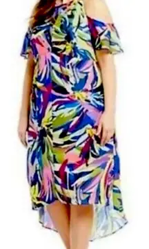 Gibson Latimer Cold Shoulder Floral High-Low
Dress Size Large Tropical Print