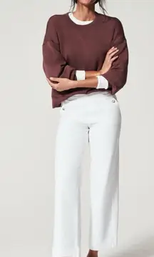 Spanx Stretch Twill Cropped Wide Leg Pant Bright White 20312Q Size Medium Petite