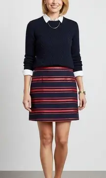 J. Crew Factory Striped Mini Skirt Red & Navy Blue Size 4 Classic Capsule‎ NWT
