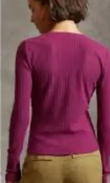 Maeve by Anthropologie Meryl Button Front Ribbed Cardigan‎ medium holiday