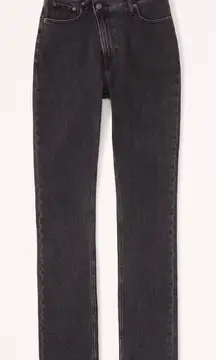 Abercrombie & Fitch 90's Slim Straight Ultra High Rise Black Crisscross Waist 2
