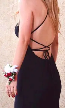 Black Open Cross Back Dress