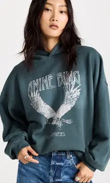 NWT Anine Bing Ash Hoodie Eagle - Faded Emerald Green Size XS