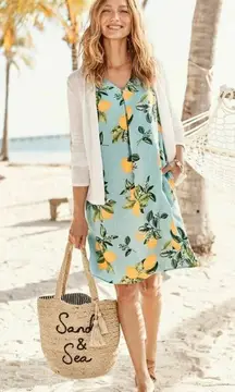 ✨J. Jill Lemon Print Linen A-Line Mini Sz XS Dress✨