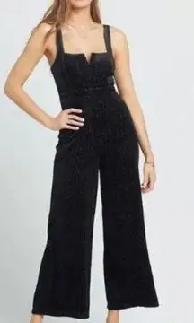 Vera Velvet Black and Silver Jumpsuit - Medium