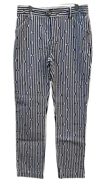 Anthropologie‎ Striped The Essential Slim Pants Size 2 Nautical Fisherman
