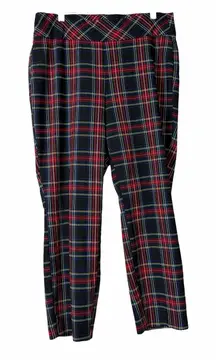 Jones New York Women’s 1X Plaid Stretch Ankle Pants Multicolor Tartan Pull-On