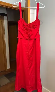 House of CB Valencia Duchess Satin Corset Midi Dress