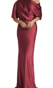 Maroon Satin Formal Floor-length Gown Size 10