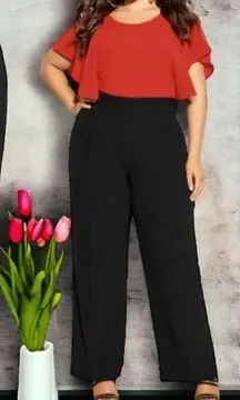 NEW City Chic High Rise Wide Leg Essential Black Trouser Pants Size 14