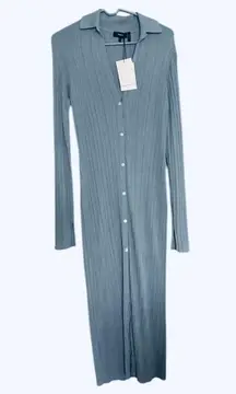 Theory washable silk rib cardigan in blue NWT