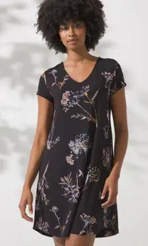 Soma Cool Nights Short Sleeve Veiled Floral Grand Black Nightgown, sz S