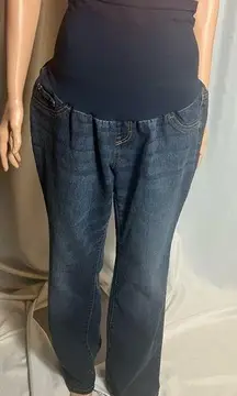 Indigo Blue Maternity Denim Jeans Pregnancy Stretch FIt Size L