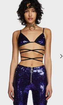 Club Exx Dolls Kill Purple Sequin Set