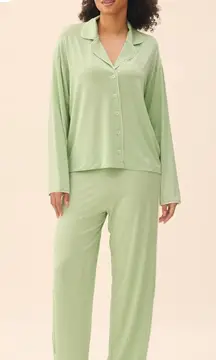 Djerf Avenue Go Slow Pajama Set In Pistachio Size Small
