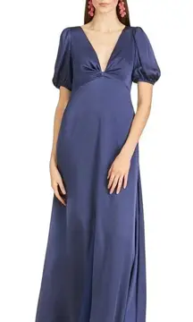 Sachin & Babi Alli Maxi Gown Women's 6 Blue Deep Cobalt Short Sleeves