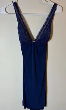 Victoria's Secret Navy Blue Lace Trim Cami Slip Dress S/P