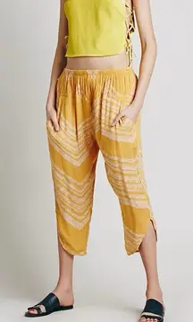 Free People Cropped Harem Drop Crotch Gauzey Beach Pants | Yellow | XS