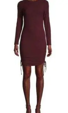 BB Dakota Steve Madden Burgundy Ruched Ribbed Bodycon Dress Women's Size Medium