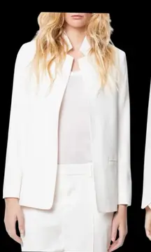 ZADIG & VOLTAIRE Cream VOLLY‎ Crepe Notch Collar Jacket EU 34 US XS Open Front