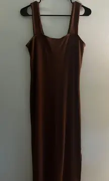 Brown Ribbed Maxi Dress