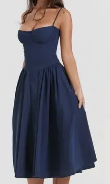 HOUSE OF CB 'Samaria' French Navy Corset Sundress NWOT‎ size XL