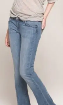 Paige Premium Blue Denim Lou Lou Jeans Flare Wide Leg Braided 26