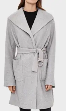 ASOS Bershka Gray Long Belted Coat Size Small‎