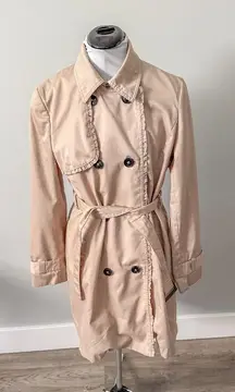 H&M Classic Khaki Trench Coat with Ruffle Details