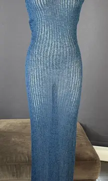 Women’s Shade & Shore Blue Knit Sheer Maxi Tank Cover Up Size XL 16 NWT