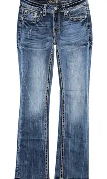 NWT Grace in LA Easy Fit Mid Rise Bootcut Jeans Long Inseam Sz 27 x 34.5 EB51729