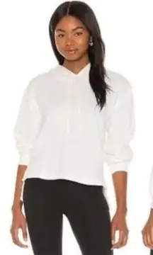 Alice + Olivia Elaine Hoodie Sz S‎ Open Cowl Back French Terry White Sweatshirt