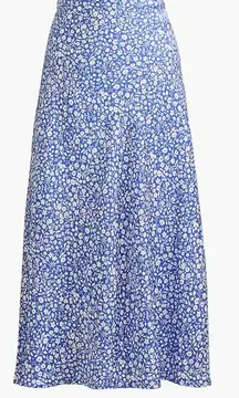 J Crew Floral periwinkle Blue floral midi Skirt. Elastic back. Size Medium. NWT.