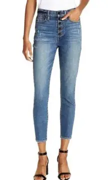 Good High Rise Exposed Button Fly Long Shot Hi-Waist Skinny Jeans