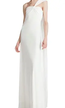 Halston Blain Jersey Twist Gown White Size 8 NWT