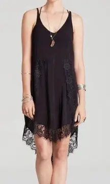 Free People INTIMATELY  || little black lace slip dress