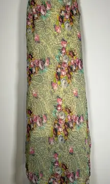 MLLE GABRIELLE Dress Floral Flowy Cowl Neck Asymmetrical Lagenlook Boho Size 12P