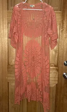 Rebellion boho women’s salmon Lace cardigan Cover-Up size S