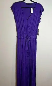 NWT New York & Company purple tie faux wrap dress