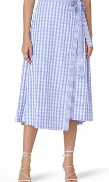 Thakoon Women’s Gingham Wrap Midi Blue Skirt Size 8‎