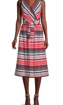 Sleeveless Stripe-Print Midi Dress