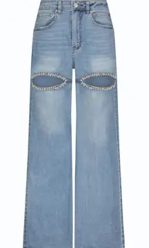 Noli Light Blue Jeans with rhinestone cutouts New