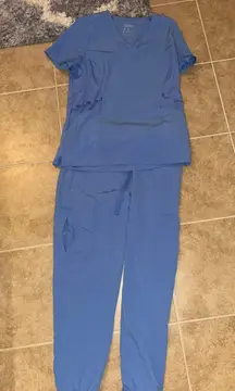 Hanes Ceil Blue Scrub Set Size S